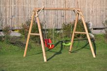 A-Schaukel aus Lärche mit Kinderschaukeln