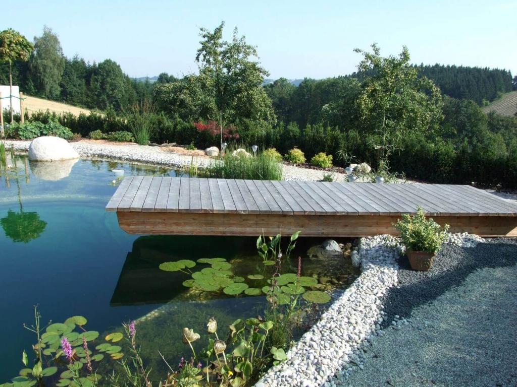 Terrasse Lärche Teich