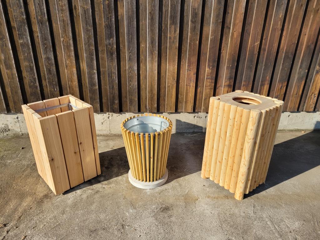 Mülleimer Holz Übersicht von oben