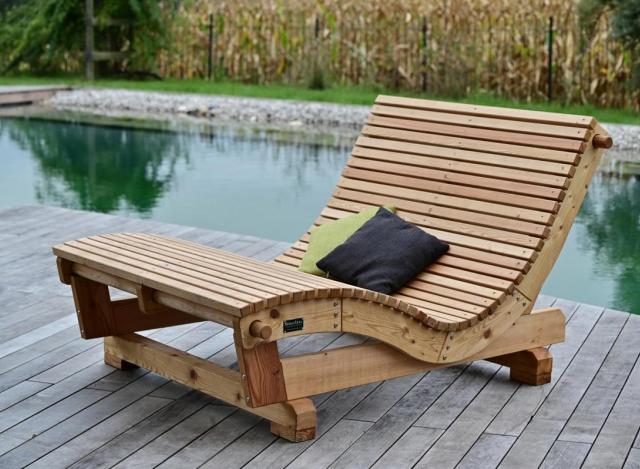 SiHo Relaxliege in La¨rche mit Kantholzunterbau (3)
